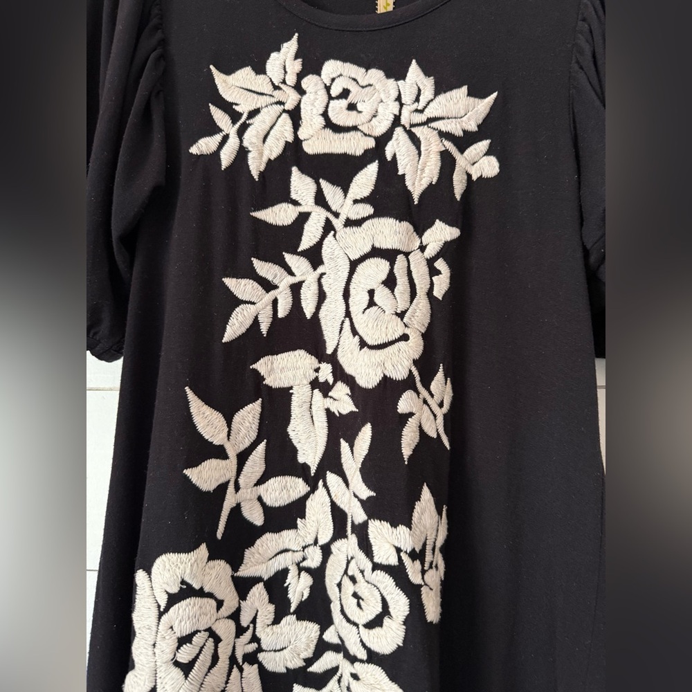 Anthropologie Uncle Frank Black Embroidered Scoop Neck Dress Women’s Size Medium - Picture 4 of 7